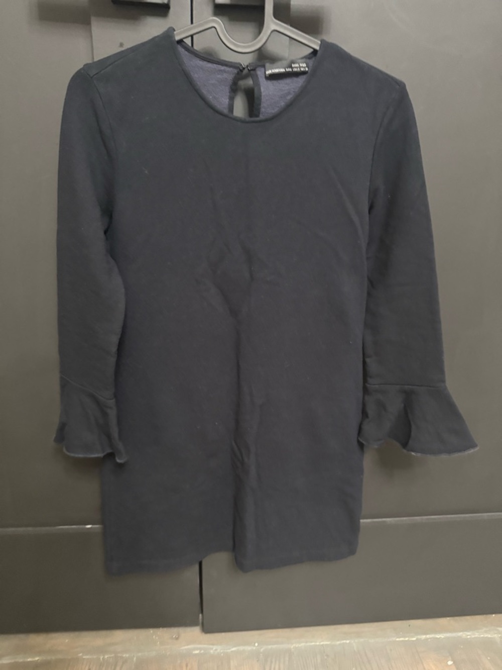 Zara Navy Blue Long Sleeve Ruffle Cuff Dress